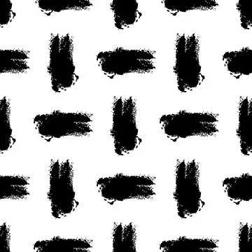Vector Brush Seamless Pattern Grange Minimalist Geometric Design in Black Color Stock Illustration
