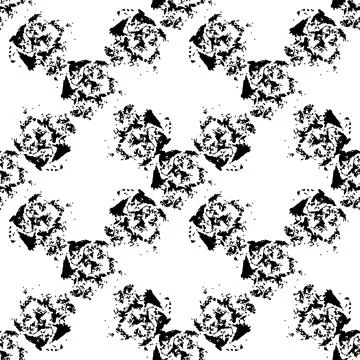 Vector Brush Seamless Pattern Grange Minimalist Geometric Design in Black Color Illustrazione stock