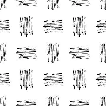 Vector Brush Seamless Pattern Grange Minimalist Geometric Design in Black Color Illustrazione stock