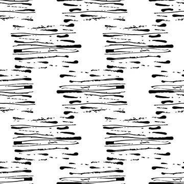 Vector Brush Seamless Pattern Grange Minimalist Geometric Design in Black Color Stock Illustration