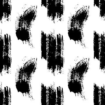 Vector Brush Seamless Pattern Grange Minimalist Geometric Design in Black Color Illustrazione stock
