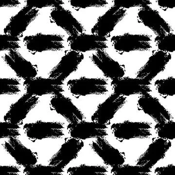 Vector Brush Seamless Pattern Grange Minimalist Geometric Design in Black Color 스톡 일러스트