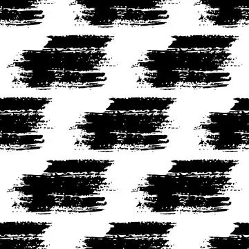 Vector Brush Seamless Pattern Grange Minimalist Geometric Design in Black Color Stock Illustration
