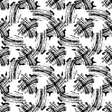 Vector Brush Seamless Pattern Grange Minimalist Geometric Design in Black Color 스톡 일러스트