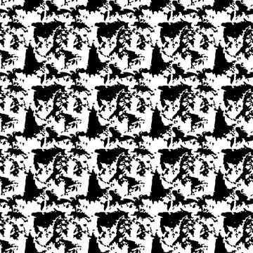 Vector Brush Seamless Pattern Grange Minimalist Geometric Design in Black Color Stock Illustration