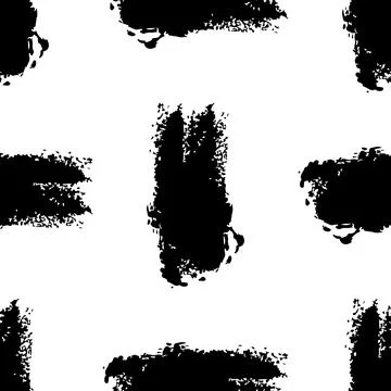 Vector Brush Seamless Pattern Grange Minimalist Geometric Design in Black Color Stock Illustration