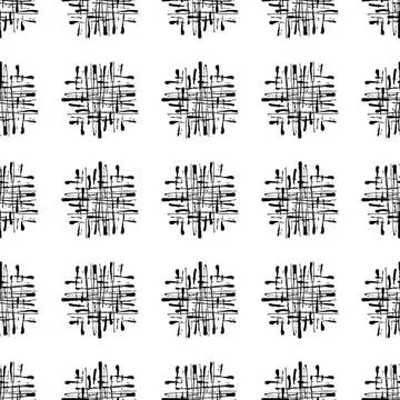 Vector Brush Seamless Pattern Grange Minimalist Geometric Design in Black Color Stock Illustration