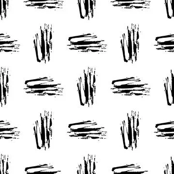 Vector Brush Seamless Pattern Grange Minimalist Geometric Design in Black Color Stock Illustration
