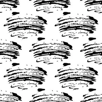 Vector Brush Seamless Pattern Grange Minimalist Geometric Design in Black Color Stock Illustration