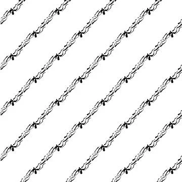 Vector Brush Seamless Pattern Grange Minimalist Geometric Design in Black Color Stock Illustration