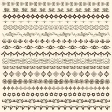Vector brush set with modern and classic patterns, floral motifs to create bo Stock Illustration