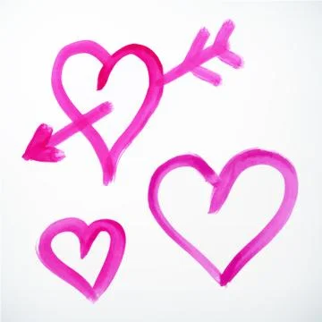 Vector brush stroke hearts with arrow イラスト素材