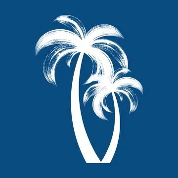 Vector brush stroke palm trees icon isolated Illustration