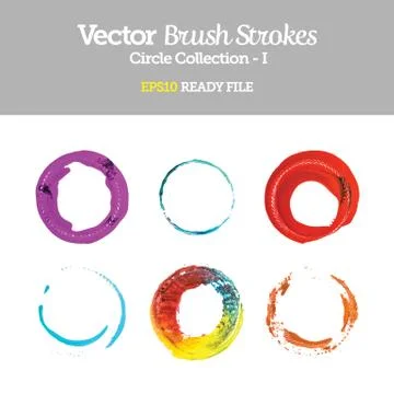 Vector brush strokes circle collection eps10 ready file Stock Illustration