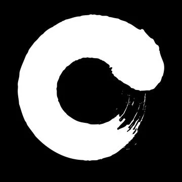 Vector brush strokes circles of paint on black background. Ink hand drawn Stock Illustration