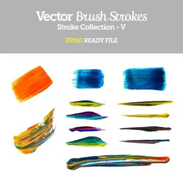 Vector brush strokes collection eps10 ready file Stock Illustration