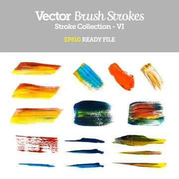 Vector brush strokes collection eps10 ready file Stock Illustration