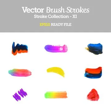 Vector brush strokes collection eps10 ready file Stock Illustration