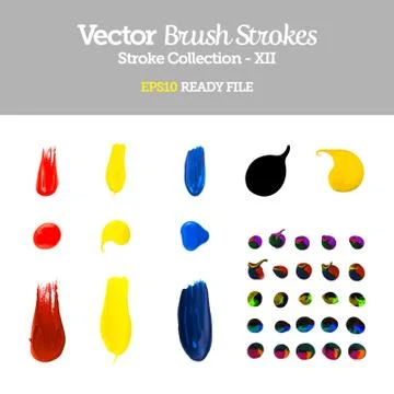 Vector brush strokes collection eps10 ready file Stock Illustration