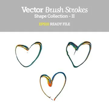 Vector brush strokes heart shape collection eps10 ready file Stock Illustration