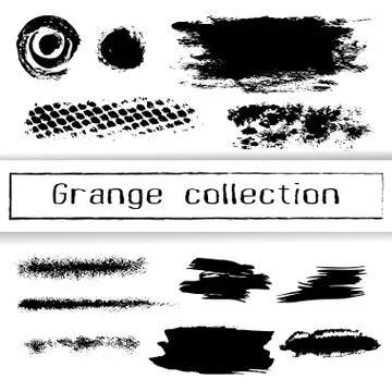 Vector brush strokes, ink stains, graffiti elements isolated on white Stock Illustration
