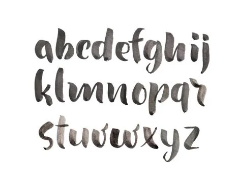 Vector Brush Style Hand Drawn Alphabet watercolor Font. Calligraphy Custom Stock Illustration