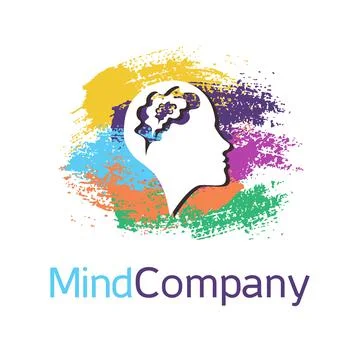 Vector brush symbol of human head. Profile face. ainbow color isolated on white Stock Illustration