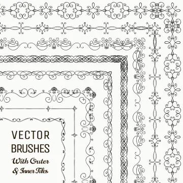 Vector Brushes with Outer and Inner Tiles Collection Stock Illustration