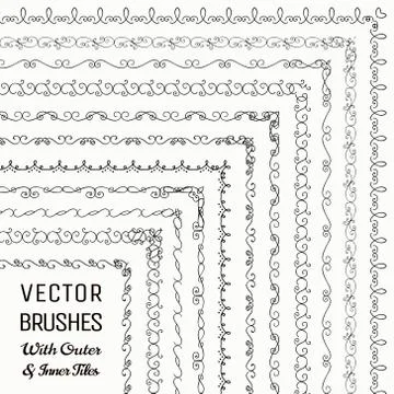 Vector Brushes with Outer and Inner Tiles Collection Stock Illustration