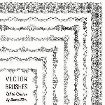 Vector Brushes with Outer and Inner Tiles Collection Stock Illustration