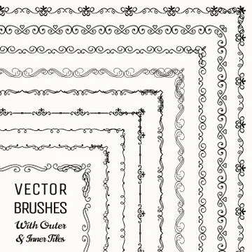Vector Brushes with Outer and Inner Tiles Collection Stock Illustration