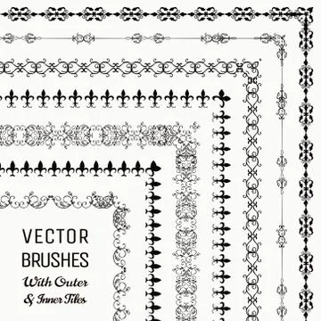Vector Brushes with Outer and Inner Tiles Collection Stock Illustration