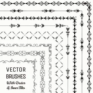 Vector Brushes with Outer and Inner Tiles Collection Stock Illustration
