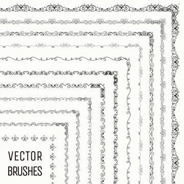 Vector Brushes with Outer and Inner Tiles Collection Stock Illustration