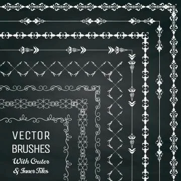 Vector Brushes with Outer and Inner Tiles Collection Stock Illustration