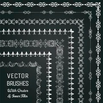Vector Brushes with Outer and Inner Tiles Collection Stock Illustration