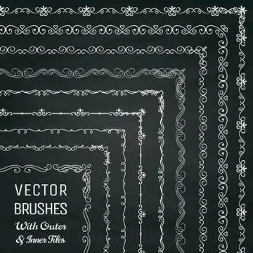 Vector Brushes with Outer and Inner Tiles Collection Stock Illustration