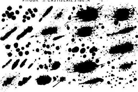 Vector Brushstroke Collection: Black Ink Splashes and Paintbrush Strokes Set. Stock Illustration