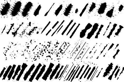 Vector Brushstroke Collection: Black Ink Splashes and Paintbrush Strokes Set. Stock Illustration