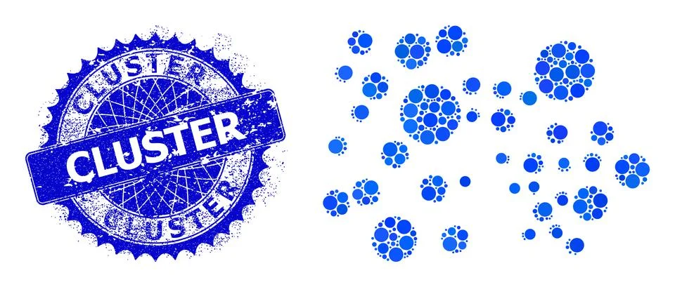 Vector Bubble Cluster Collage of Small Circles with Rubber Cluster Stamp Illustrazione stock