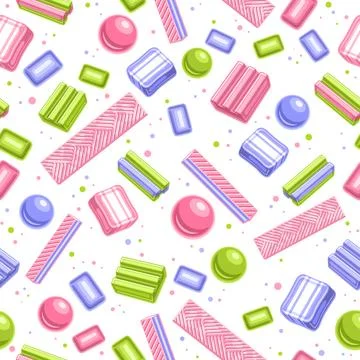 Vector Bubble Gum Seamless Pattern Illustrazione stock