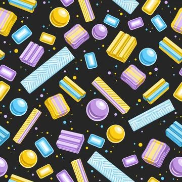 Vector Bubble Gum Seamless Pattern Illustrazione stock