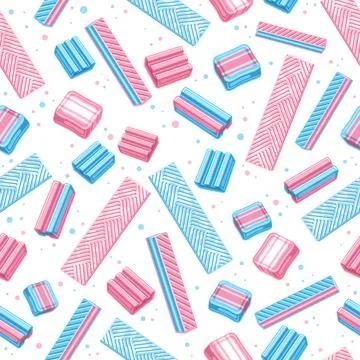 Vector Bubble Gum Seamless Pattern Illustrazione stock