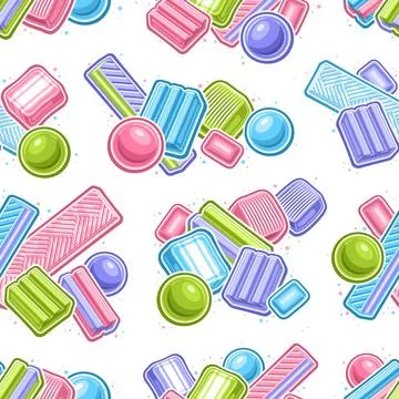Vector Bubble Gum seamless pattern Illustrazione stock