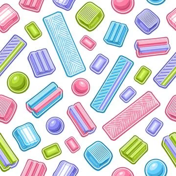 Vector Bubble Gum seamless pattern Illustrazione stock