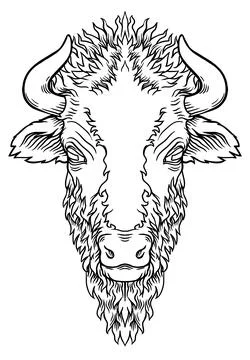 Vector of a buffalo head design on white background. Stock Illustration