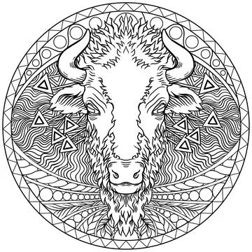 Vector of a buffalo head design on white background. Stock Illustration