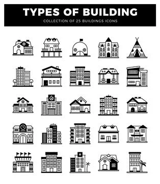 Vector building icons collection on white background Ilustración de archivo