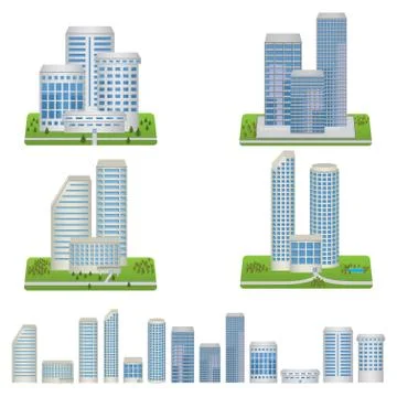 Vector Buildings Set 스톡 일러스트