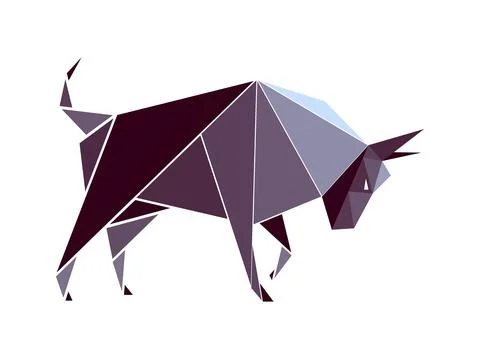Vector bull in low poly style Illustrazione stock